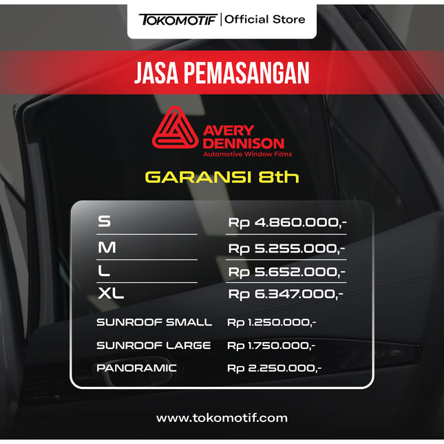 Booking Jasa Pemasangan Kaca Film Mobil Avery Dennison Supreme Ceramic Garansi 8 Tahun
