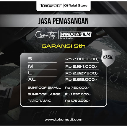 Booking Jasa Pemasangan Kaca Film Mobil Clean N Tidy Basic Garansi 5 Tahun