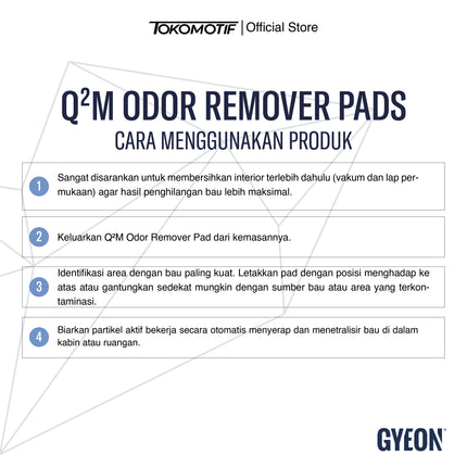 Gyeon Q²M Odor Remover Pads 4 Pack Penghilang Bau Mobil Kapal Kantor Rumah Permanen Segar