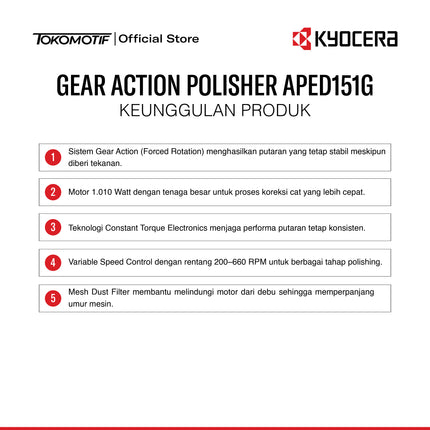 Kyocera Gear Action Polisher APEG151G- Mesin Poles