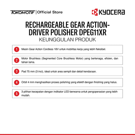 Kyocera Rechargeable Gear-driven Polisher DPEG11XR - Mesin Poles
